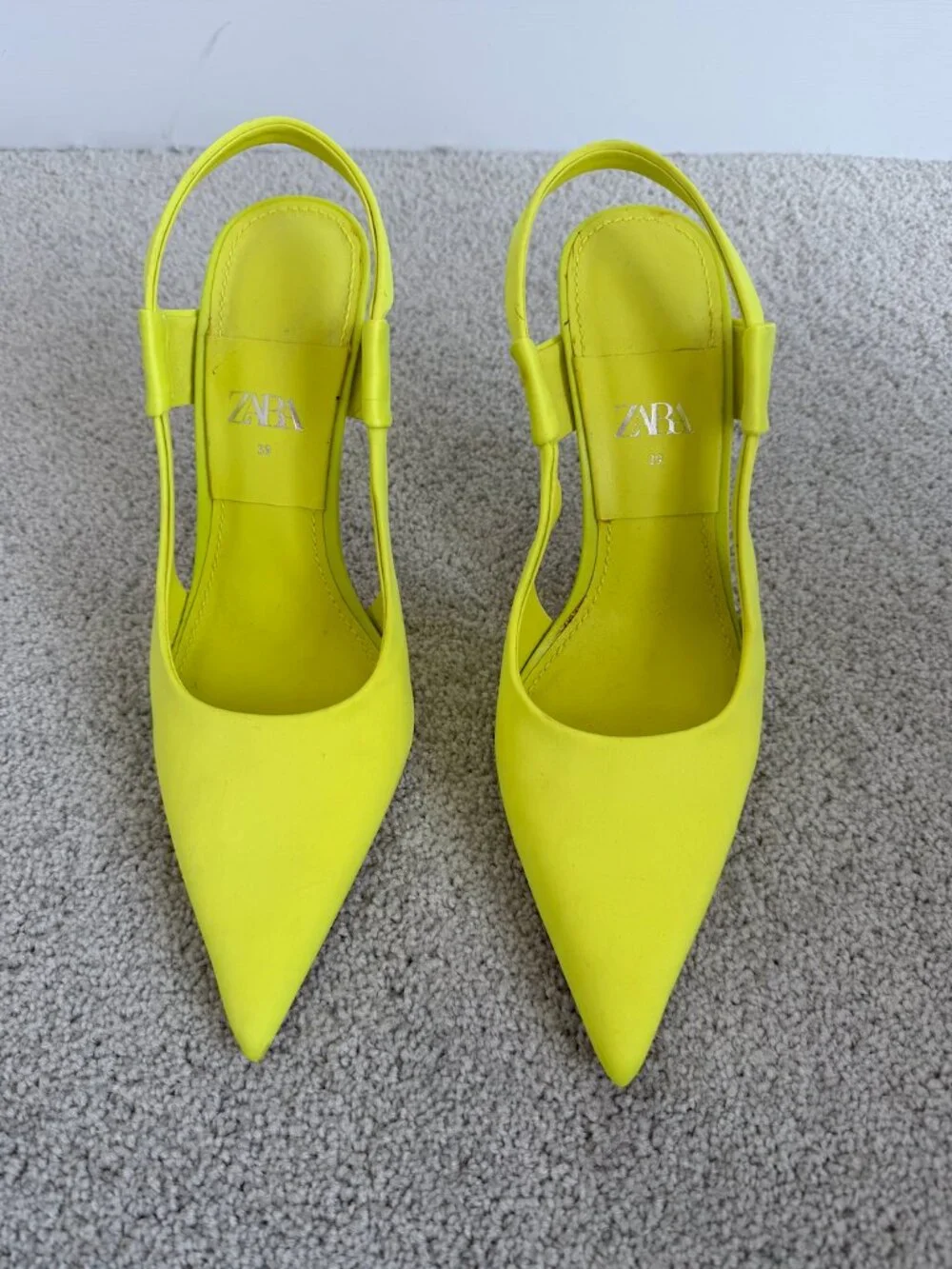 Zara Neon Pointed Toe Slingback Heels - Picture 4 of 5
